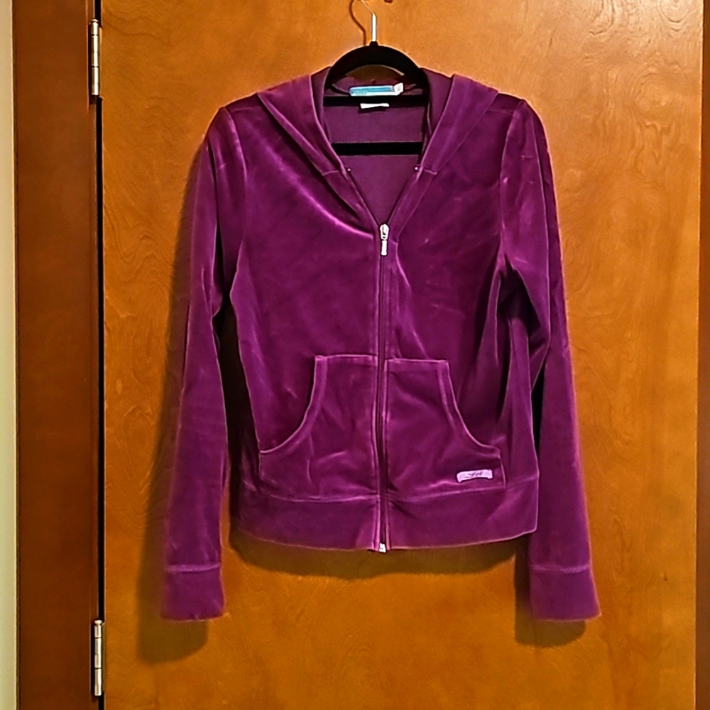 Vintage lei Purple Velour Hoodie Size Large
